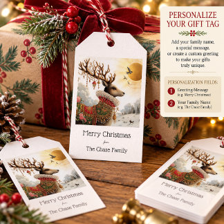 Étiquettes-cadeau Noël Personnalisé Renne Fantaisiste