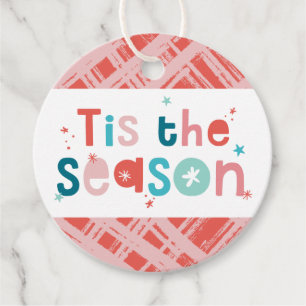 Étiquettes Cadeau NOËL PRÉSENTE fun typographie c'est la saison