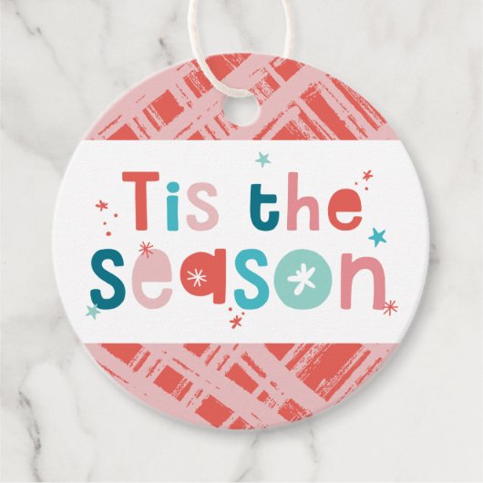 Étiquettes Cadeau NOËL PRÉSENTE fun typographie c'est la saison (Devant)