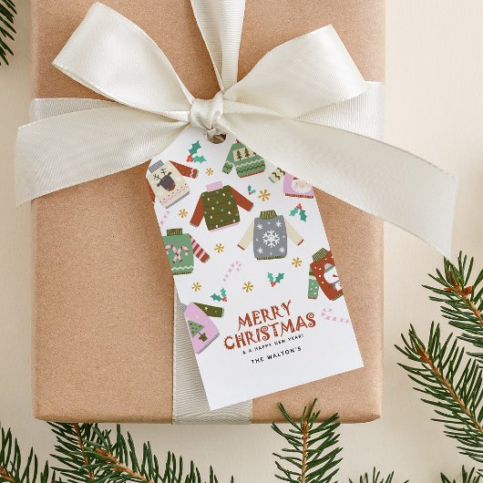 Étiquettes-cadeau Noël Pull Retro Moche
