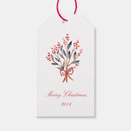 Étiquettes-cadeau Noël Red Berry Foliing (Devant)