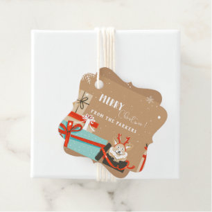 Étiquettes Cadeau Noël rétro moderne du milieu du siècle