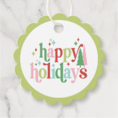 Étiquettes Cadeau Noël Retro Pastel | Joyeuses fêtes (Devant)