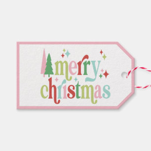 Étiquettes-cadeau Noël Retro Pastel Joyeux Noël