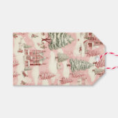 Étiquettes-cadeau Noël rose vintage (Devant (Horizontal))