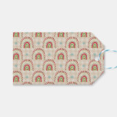 Étiquettes-cadeau Noël Rouge Blanc Vert Arcs-en-ciel & Snowflakes (Devant (Horizontal))