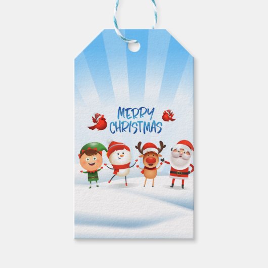 Étiquettes-cadeau Noël Rudolf Le renne et les amis (Devant)
