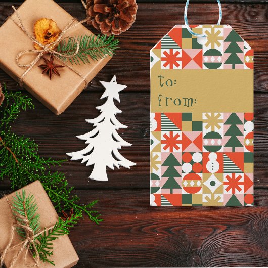 Étiquettes-cadeau Noël scandinave Vintage rétro