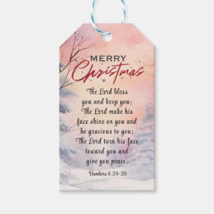 Étiquettes-cadeau Noël Seigneur bénisse vous Bible Verset Neige d'hi
