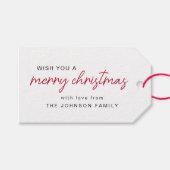 Étiquettes-cadeau Noël simple rouge et blanc (Devant (Horizontal))