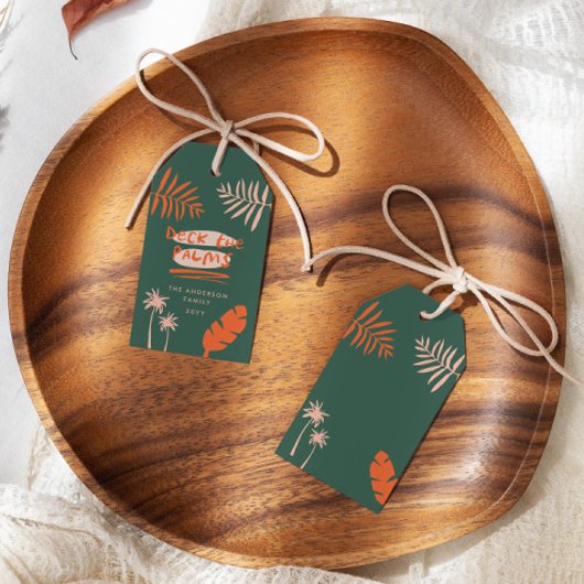 Étiquettes-cadeau Noël tropical moderne