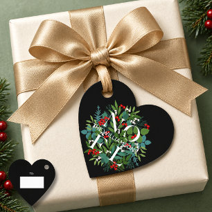Étiquettes Cadeau NOEL Verdure Baies Noël Noir