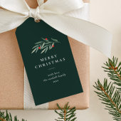 Étiquettes-cadeau Noël Verdure Feuille Typographie minimale Vert