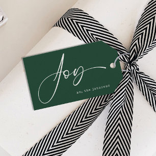 Étiquettes-cadeau Noël vert minimaliste moderne