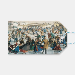 Étiquettes-cadeau Noël victorien Central Park Currier & Ives