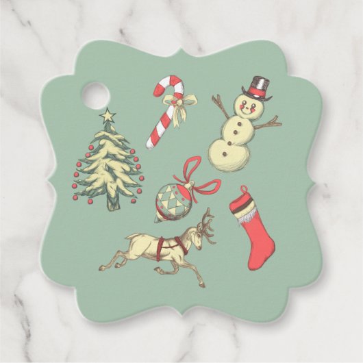 Étiquettes Cadeau Noël vintage (Devant)