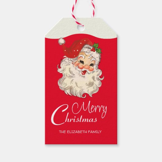 Étiquettes-cadeau Noël vintage Retro Jolly Santa Claus (Devant)
