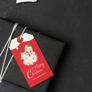 Étiquettes-cadeau Noël vintage Retro Jolly Santa Claus