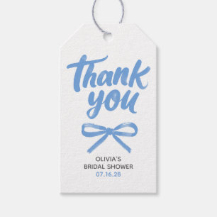 Étiquettes-cadeau Nœud Bleu Fantaisiste Calligraphié Remerciement de