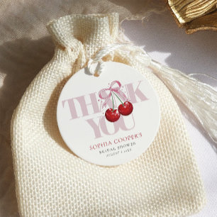 Étiquettes Cadeau Noeud Chic Moderne Mariage Cerise