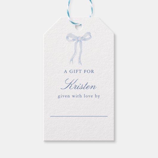 Étiquettes-cadeau Noeud Papillon Bleu Affichage Mariage Shower (Devant)