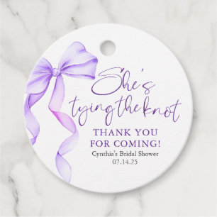 Étiquettes Cadeau Nœud Violet Elle Noue le Nœud Enterrement de Vie d