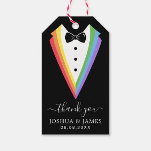 Étiquettes-cadeau Noir Arc-en-ciel Personnalisé Groomsmen Gay pride