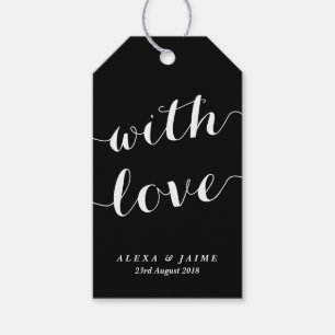 Étiquettes-cadeau Noir avec amour mignon Mariage de calligraphie mod