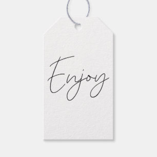 Étiquettes-cadeau Noir Blanc Élégant Calligraphie Prendre plaisir Fa