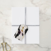 Étiquettes-cadeau Noir Blanc Or Cowhide Anniversaire (Avec de la ficelle)