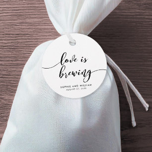 Étiquettes Cadeau Noir & Blanc Relax Script Amour est en train de se