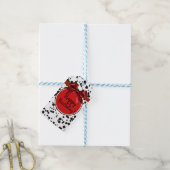 Étiquettes-cadeau Noir Blanc Rouge Dalmatien Spots Anniversaire (Avec de laficelle)