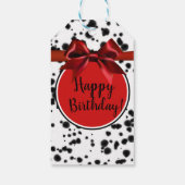 Étiquettes-cadeau Noir Blanc Rouge Dalmatien Spots Anniversaire (Dos)