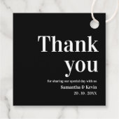 Étiquettes Cadeau Noir Blanc Simple Merci Message Party de mariage (Dos)