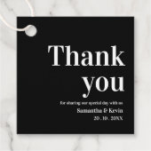 Étiquettes Cadeau Noir Blanc Simple Merci Message Party de mariage (Devant)