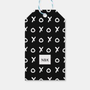 Étiquettes-cadeau Noir & Blanc X O XO X&O's Tendance Mignon Fête