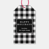 Étiquettes-cadeau Noir Buffalo Plaid Motif Noël (Devant)