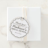 Étiquettes Cadeau Noir Cocotte Nœud Chocolat Rayé Douce Mariée (En situation)