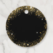 Étiquettes Cadeau Noir coeur d'or mariage merci (Dos)