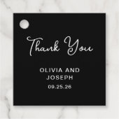 Étiquettes Cadeau Noir doux et blanc | MERCI MARIAGE (Devant)