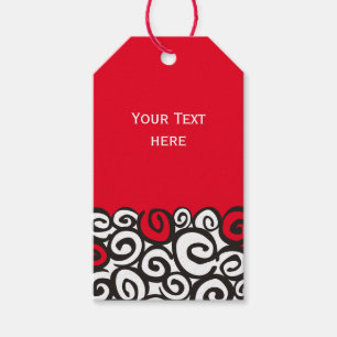 Étiquettes-cadeau Noir et blanc de motif de spirales + vos idées