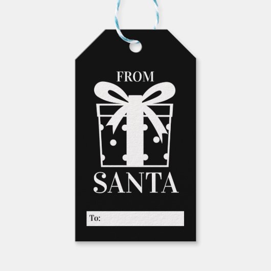 Étiquettes-cadeau Noir et blanc de Père Noël (Devant)