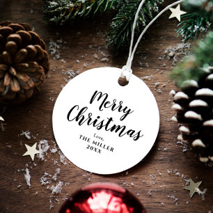 Étiquettes Cadeau Noir et blanc Joyeux Noël