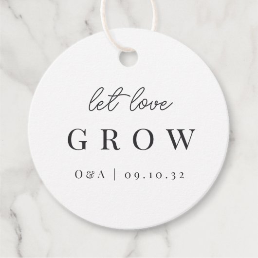 Étiquettes Cadeau Noir et blanc Laisser l'amour grandir Plante ou se (Devant)