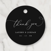 Étiquettes Cadeau Noir et blanc Moderne Merci de mariage élégant (Dos)