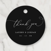 Étiquettes Cadeau Noir et blanc Moderne Merci de mariage élégant (Devant)