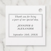 Étiquettes Cadeau Noir Et Blanc Monogramme Couple Nom Moderne Simple (Dos)