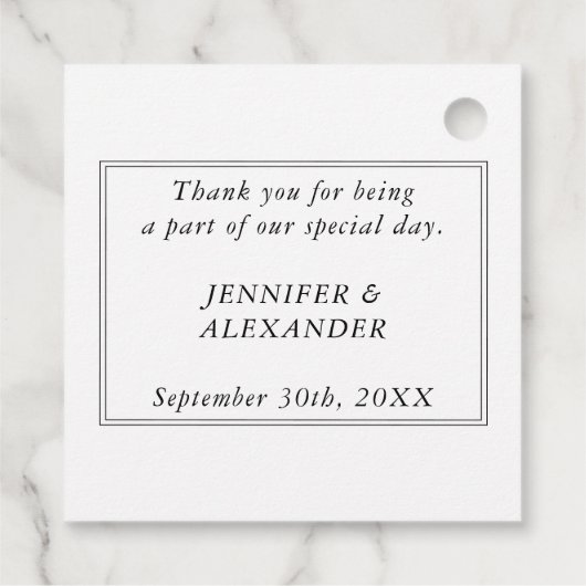 Étiquettes Cadeau Noir Et Blanc Monogramme Couple Nom Moderne Simple (Dos)