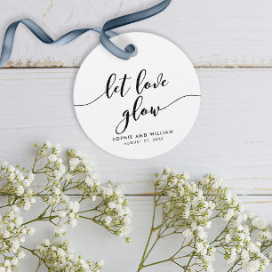 Étiquettes Cadeau Noir et Blanc Relax Script L'amour brille Mariage