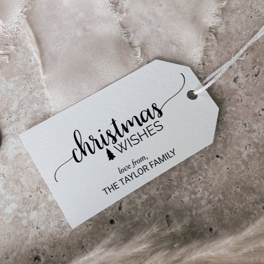 Étiquettes-cadeau Noir et blanc simple Noël